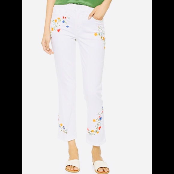 Tory Burch Denim - Carson cropped floral-embroidered mid-rise flare